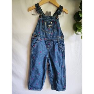 24M OSHKOSH BUTTERFLY EMBRIORERED DENIM OVERALLS SNAPS TODDLER BABY CASUAL WEAR